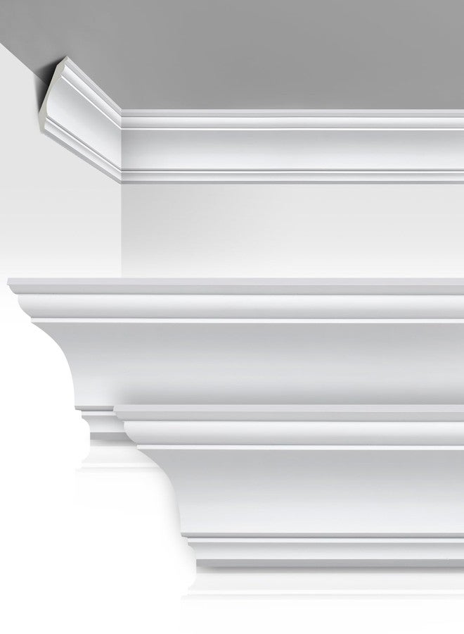 Marsui 8 Pcs Ceiling Crown Molding Trim 4-1/2 Inch Face x 189 in Long Total Decorative Ceiling Crown Moulding Trim Installed with Glue (Not Included) Luxe Style Decor (Simple Style) - Image 1