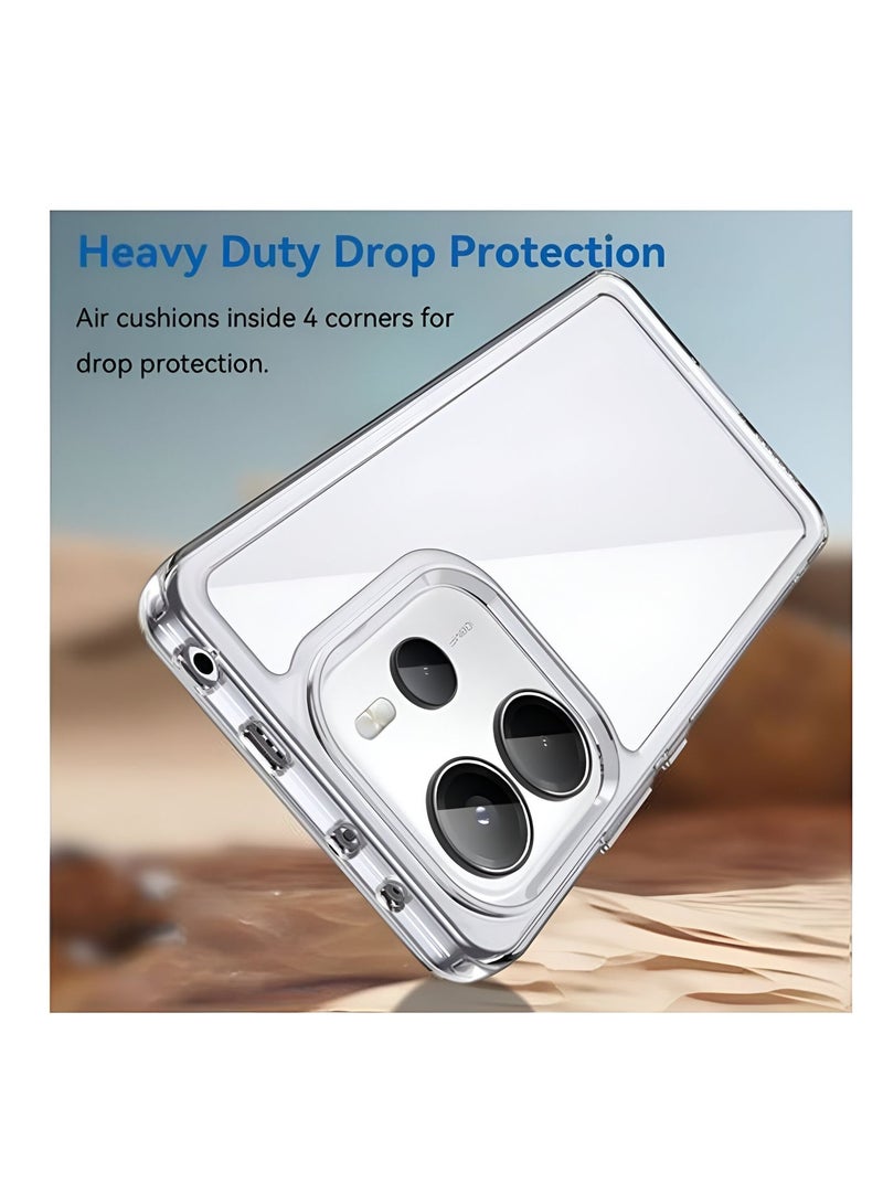 تشابي لاين  حافظة إير باج لسلسلة شاومي ريدمي نوت 14 4G 2025، شفافة متميزة مضادة للصدمات ومقاومة للاصفرار مع غطاء حافظة مجاني من الحديد - شفاف - Image 2