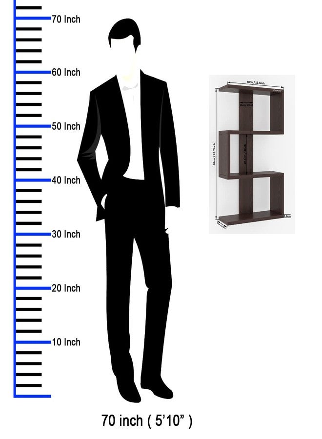 Captiver Engineered Wood Wall Mounted Books Shelf Racks Stand Self Tier 4 Wenge (Wenge) - Image 4