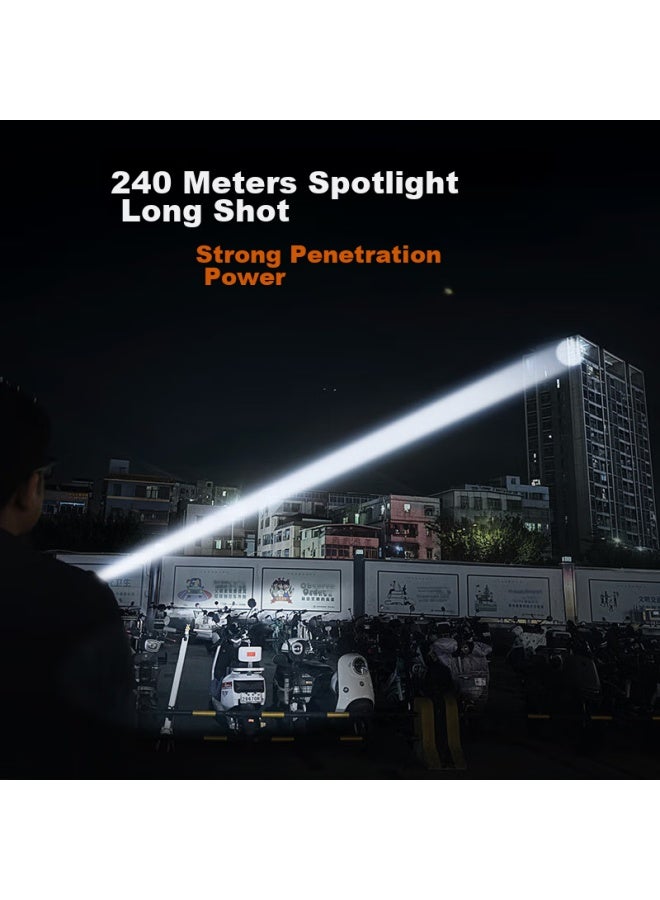 Supfire Flashlight, High Brightness, Long Battery Life, Outdoor Survival, Zoomable, Long-range, Military-grade, Compact, Home-use, Sky-piercing, 200000 Lumens - Image 2