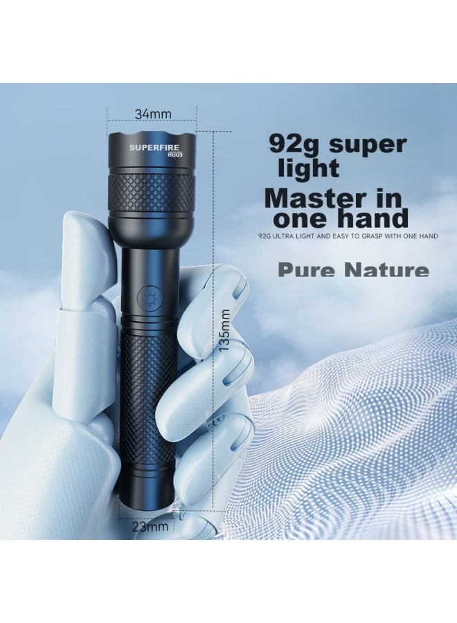 Supfire Flashlight, High Brightness, Long Battery Life, Outdoor Survival, Zoomable, Long-range, Military-grade, Compact, Home-use, Sky-piercing, 200000 Lumens - Image 1