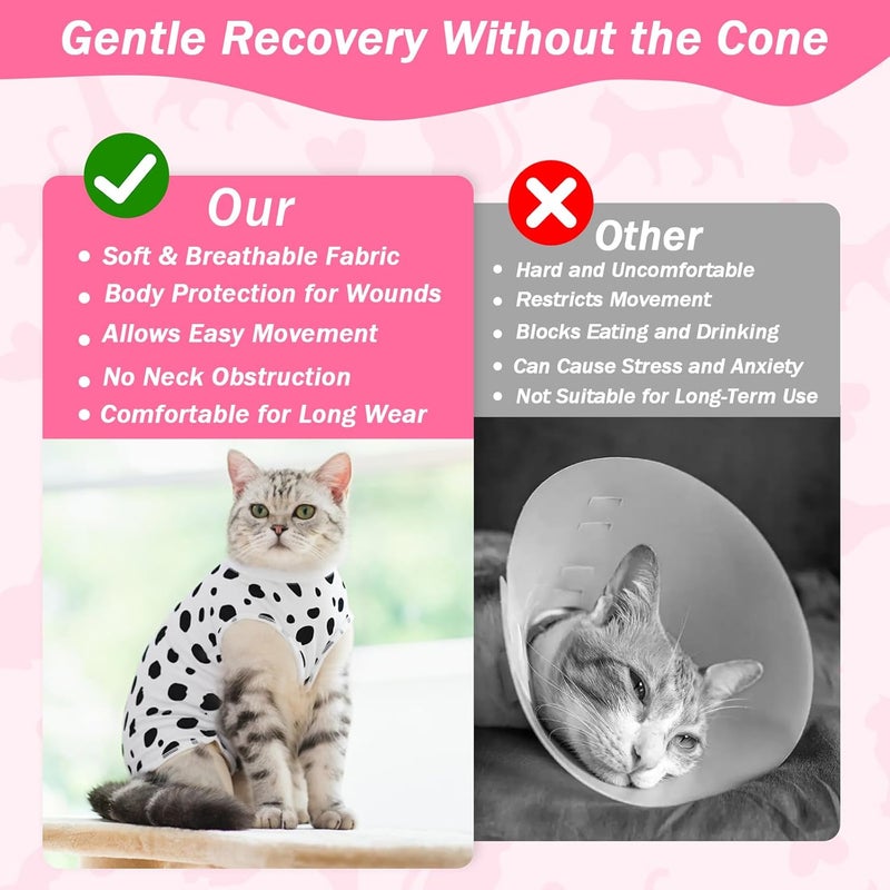 Coppthinktu Cat Recovery Suit Female Cats Onesie for Cats, Breathable Cat Surgery Suit for Surgical Abdominal Wounds Skin Diseases, Cute Kitten Spay Recovery Suit E-Collar Alternative Anti Licking - Image 5