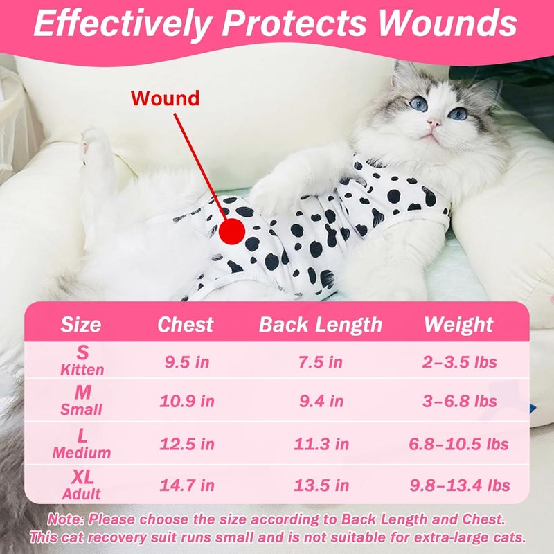 Coppthinktu Cat Recovery Suit Female Cats Onesie for Cats, Breathable Cat Surgery Suit for Surgical Abdominal Wounds Skin Diseases, Cute Kitten Spay Recovery Suit E-Collar Alternative Anti Licking - Image 2