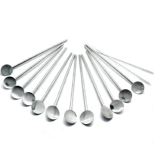 kilofly 12 pcs Bar Spoon Straws Reusable Stainless Steel Long Handle  2 Cleaning Brushes