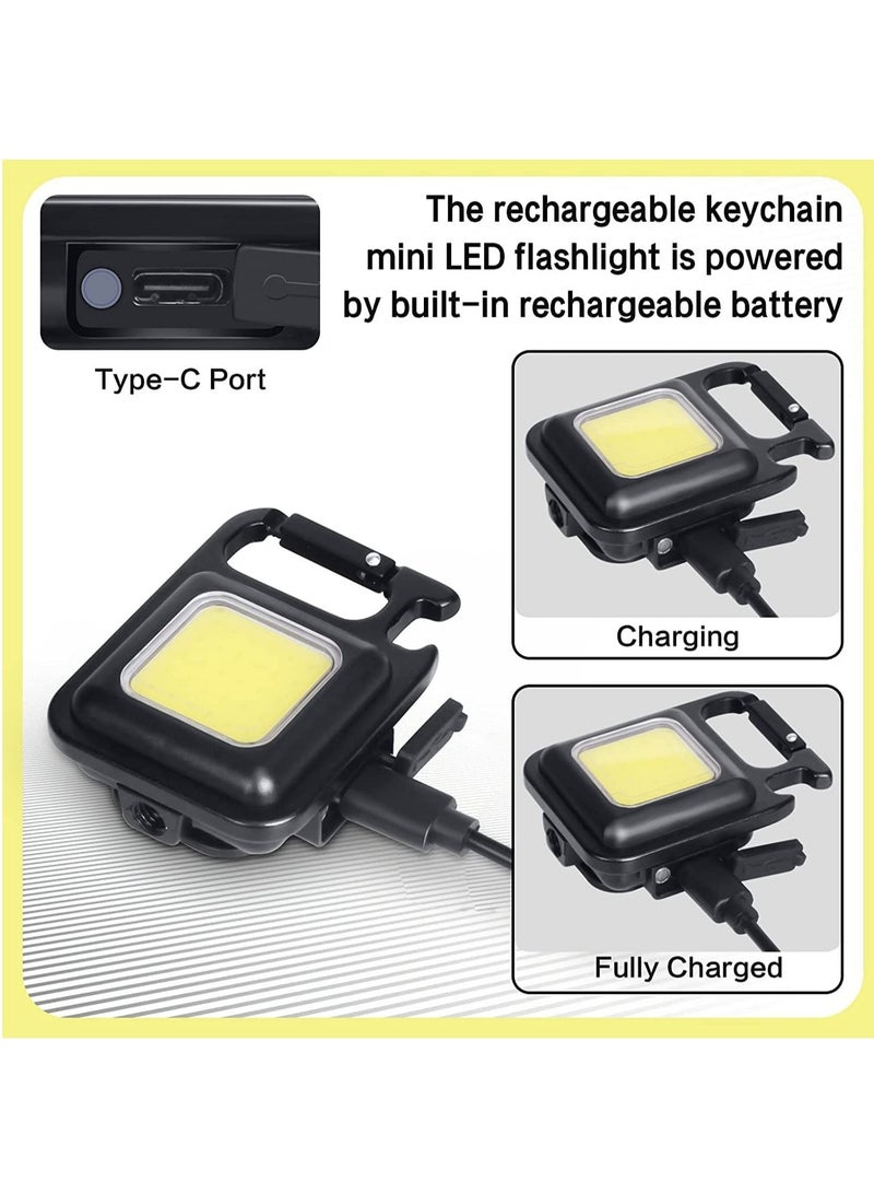 Small Flashlights, 800Lumens Bright Rechargeable Keychain Mini Flashlight 4 Light Modes Portable Pocket Light with Folding Bracket Bottle Opener and Magnet Base - Image 3