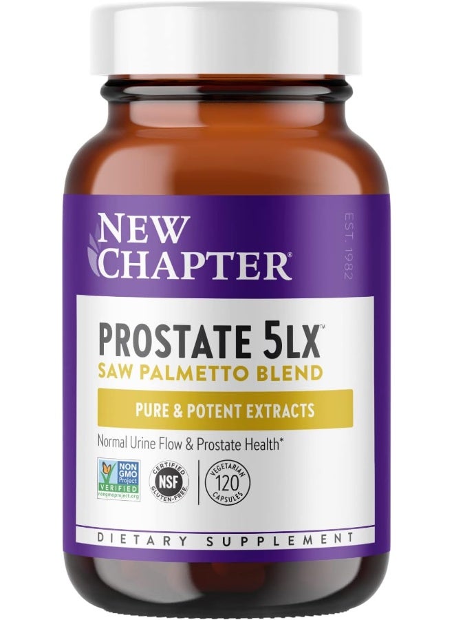 New Chapter Prostate Supplement - Prostate 5LX with Saw Palmetto + Selenium for Prostate Health - 120 ct Vegetarian Capsule - Image 1