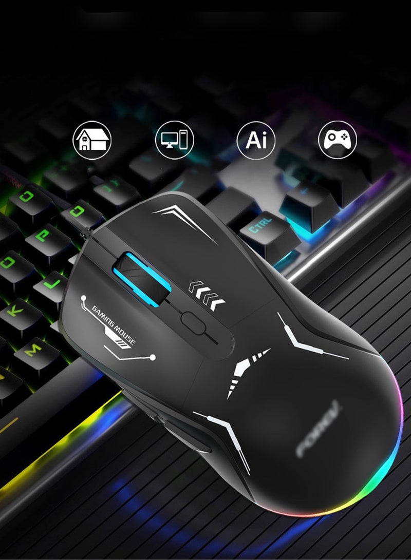 Wired Mouse Corded with LED Backlit DPI Adjustable For PC Gamers（Black） - Image 4