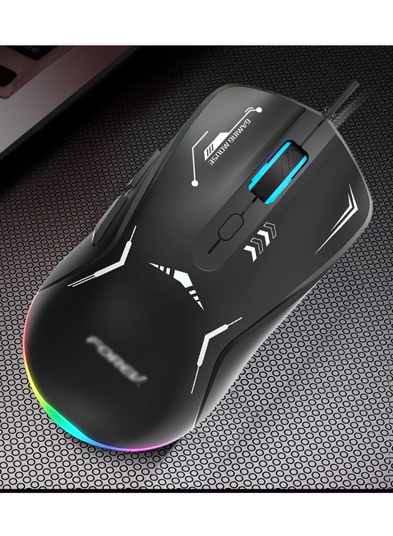 Wired Mouse Corded with LED Backlit DPI Adjustable For PC Gamers（Black） - Image 2