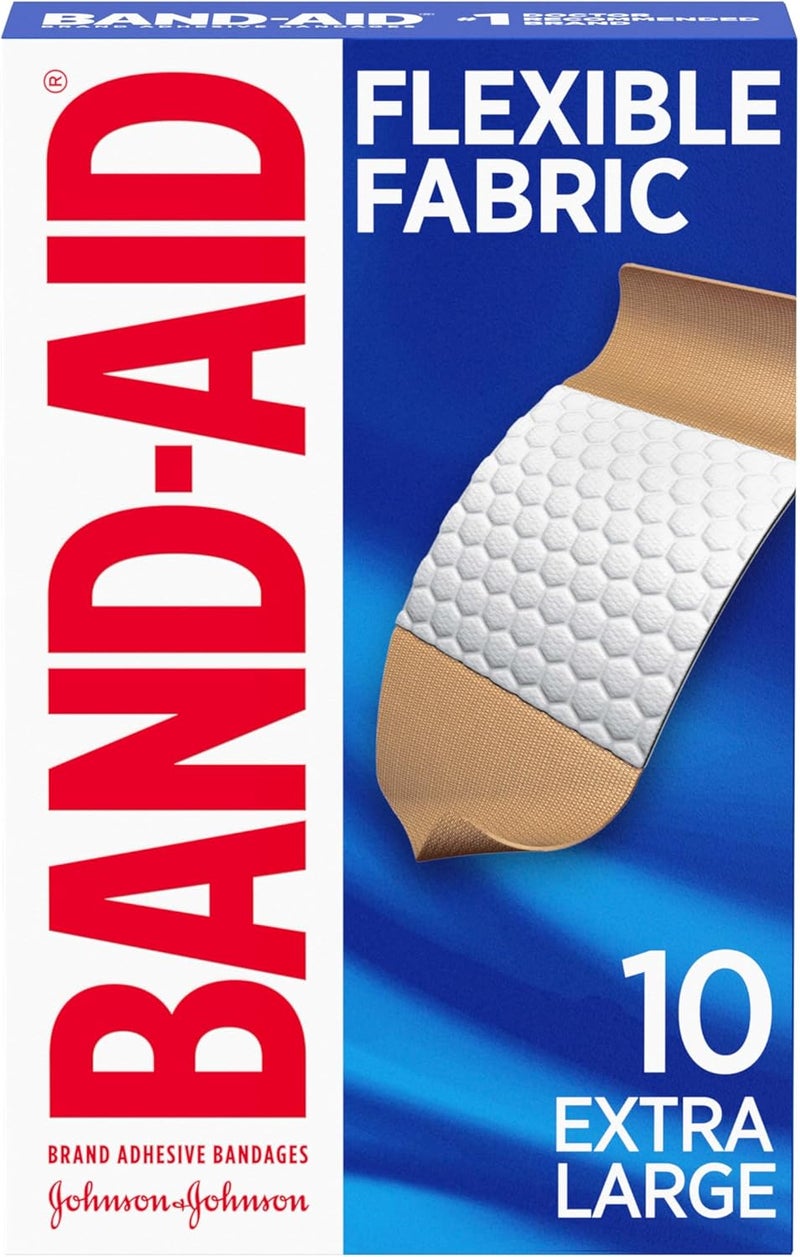 Band-Aid لصقات باند-أيد اللاصقة من القماش المرن، حجم كبير جداً، 10 قطع (عبوة من 2) - Image 1