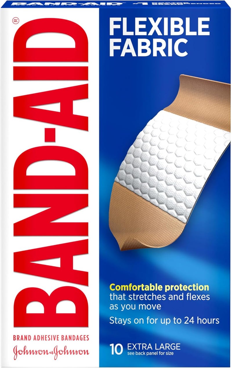 Band-Aid لصقات باند-أيد اللاصقة من القماش المرن، حجم كبير جداً، 10 قطع (عبوة من 2) - Image 5