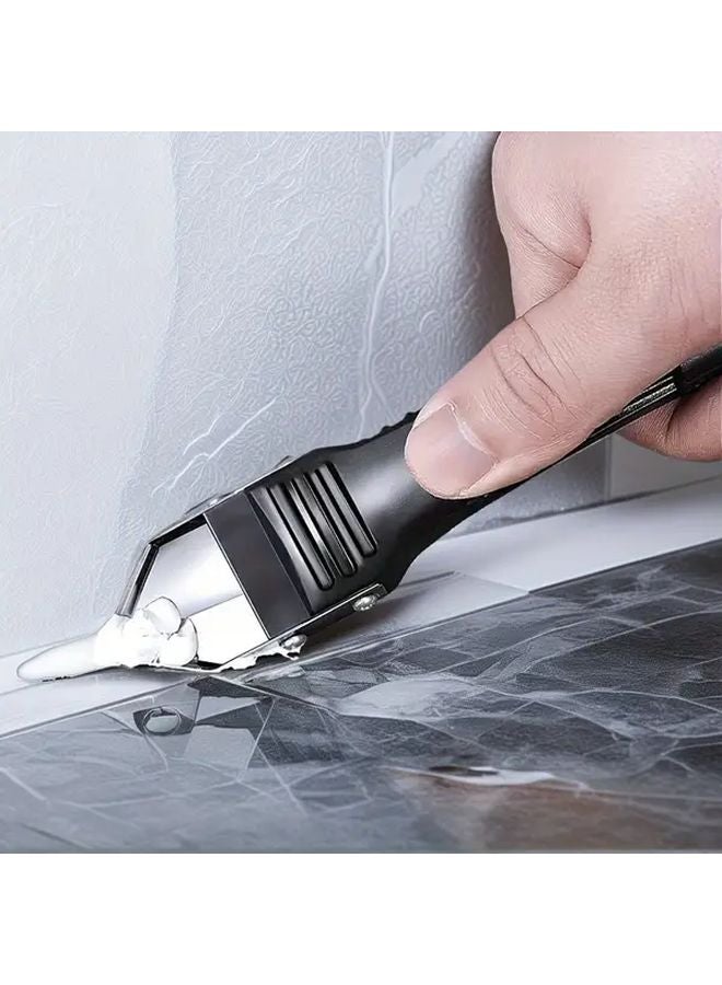 Black 3 In 1 Silicone Caulking Tool Set Stainless Steel Tip Sealing Cleaning Scraping - Image 1