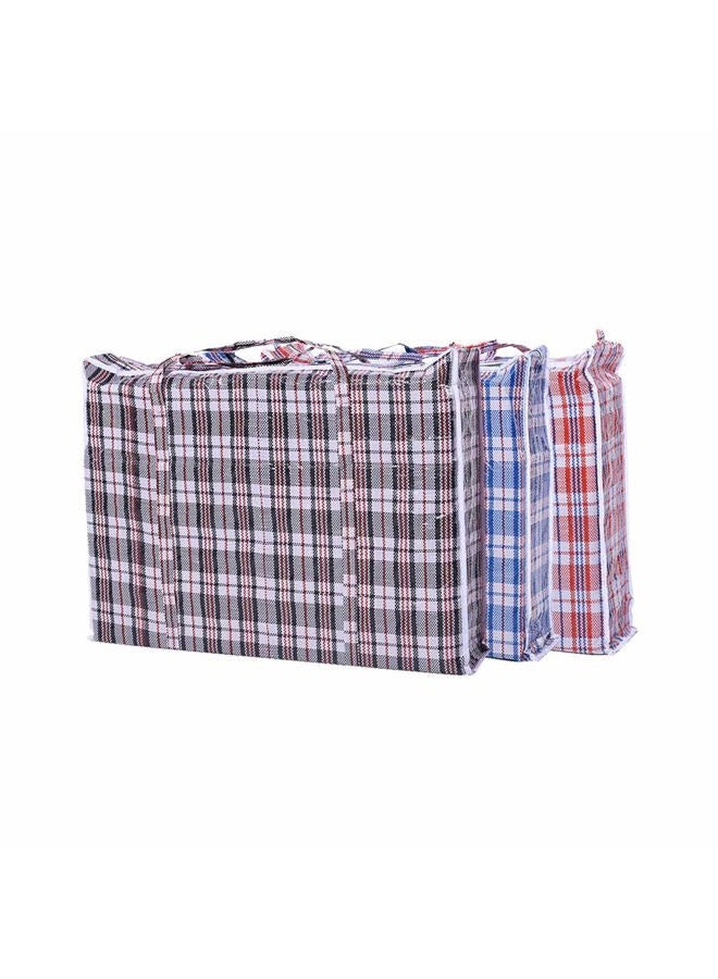 Premium Life Set of 3 Jumbo STORAGE LAUNDRY SHOPPING Bags with Zippers and Handles. Size 27"x25"x5" - Image 1