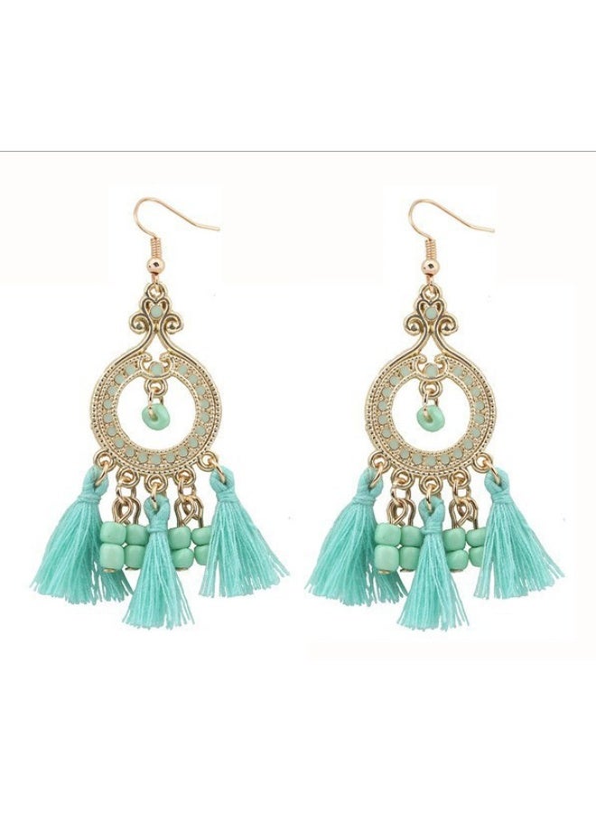 NIBEMINENT Fashion Bohemian Style Metallic Glitter Tassel Earrings for a Chic Look