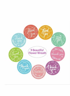 Y&D Thank You Stickers Roll, 1" Flower Wreath 9 Beautiful Styles 500 Units in One Rolls for Gift Décor Sealing, Great and Wedding, Small Business, Bakeries, Handmade Goods  - Image 2
