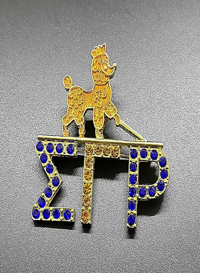 muiot Stylish Golden SGR Sorority Sigma Gamma Rho Letter Poodle metal Brooch with Rhinestones Jewelry for Women - Image 3