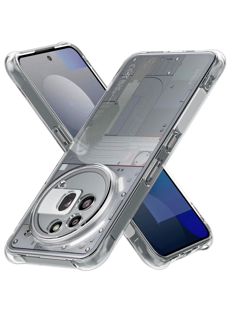 راكسوم جراب Nothing Phone 3a Pro شفاف - غطاء TPU مرن ورفيع وشفاف مع حواف معززة مقاومة للصدمات | تصميم خفيف الوزن ومقاوم للخدوش | جراب خلفي واقٍ لهاتف Nothing Phone 3a Pro مع شفافية فائقة ومقاومة للاصفرار - Image 2