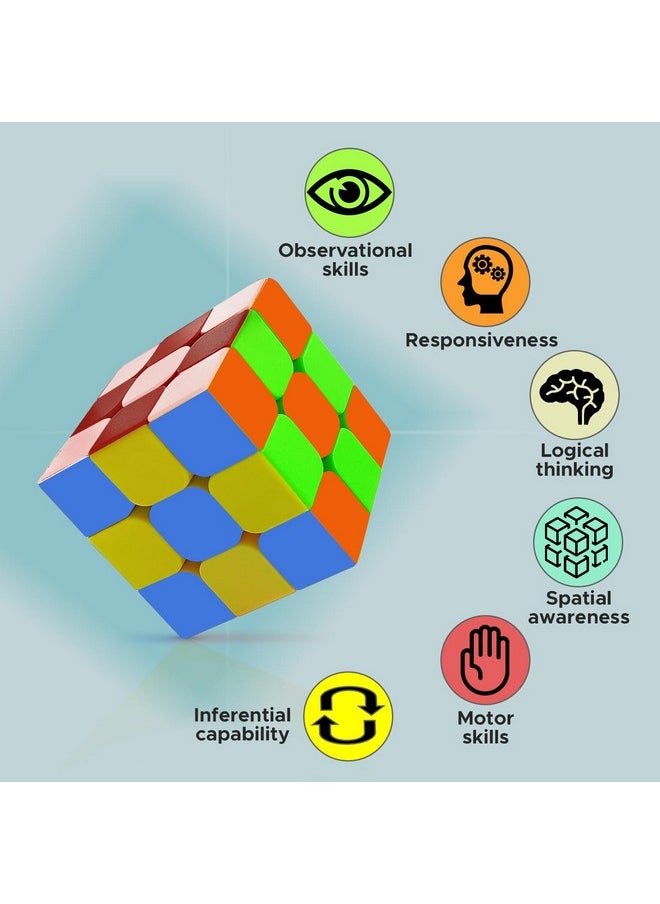 أن أتش آر لعبة مكعبات الألغاز السحرية NHR Cubes 3x3 Speed Stickless للأطفال (3+ سنوات، متعددة الألوان)  - Image 3