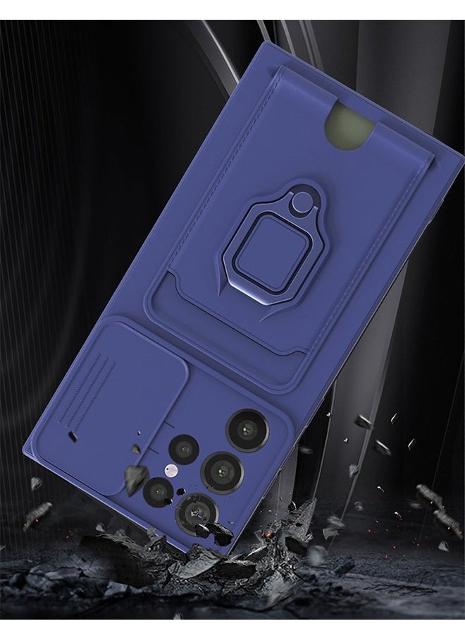 Generic Case for Samsung Galaxy S23 ULTRA, Kickstand  Camera Slide Cover Ultra Thin Shockproof Case, Heavy Duty Shockproof Full Body Shell Protection (Blue)  - Image 4
