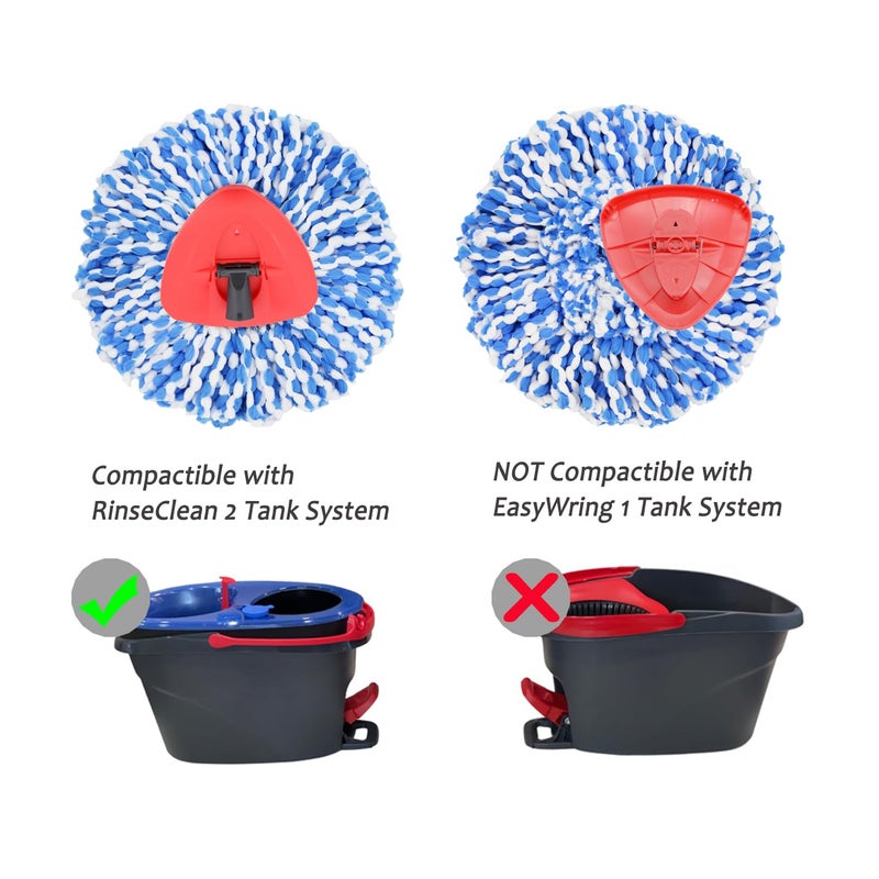 FAMEBIRD 4 Pack Spin Mop Replacement Heads Microfiber Mop Refills Compatible with 2 Tank System Replace Head Safe for Cleaning All Hard-surfaced Floors Includes 1 Extra Mop Replacement Base - Image 2
