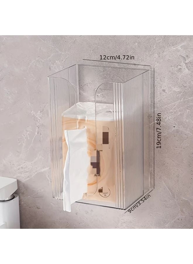 Transparent Wall Mounted Tissue Dispenser Water Resistant No Drilling U Shaped Access - Image 1