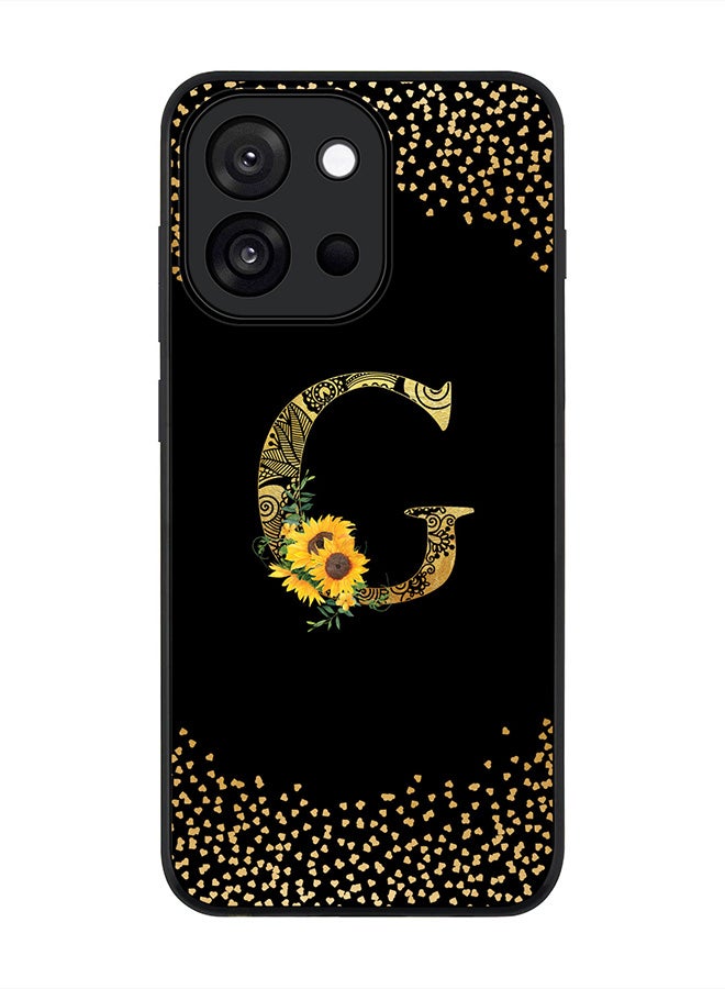 Stylizedd For OnePlus 13s / 13T Case,Slim fit Camera Protection, Shockproof Thin Phone cover  - Custom Floral Monogram - G ( Black )