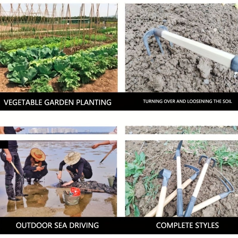 Forged Flat Headed Hoe Durable Garden Tool For Turning Soil Loosening Soil Planting Weed Removal Cultivating Land - Image 3