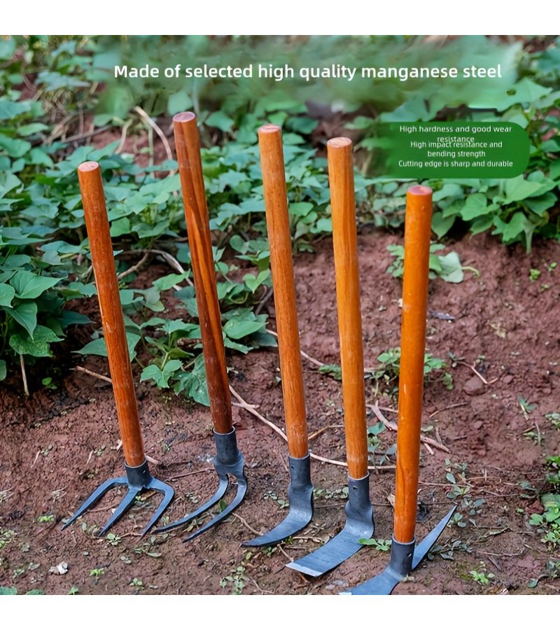 Forged Flat Headed Hoe Durable Garden Tool For Turning Soil Loosening Soil Planting Weed Removal Cultivating Land - Image 2