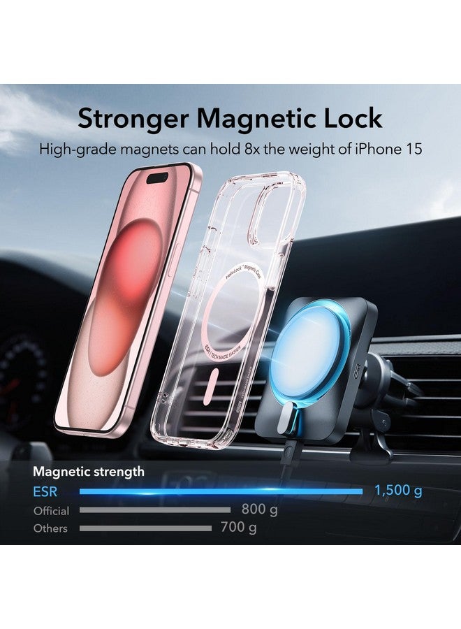 اي اس ار جراب ESR لهاتف iPhone 15، متوافق مع MagSafe، حماية عسكرية، مقاوم للاصفرار، ظهر مقاوم للخدش، جراب هاتف مغناطيسي لهاتف iPhone 15، سلسلة كلاسيكية، وردي شفاف - Image 3