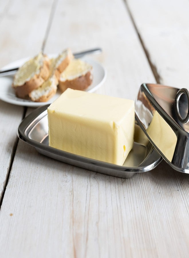 KitchenCraft Butter Dish with Lid, Stainless Steel, Silver 19.5 x 10 x 8 cm - Image 3