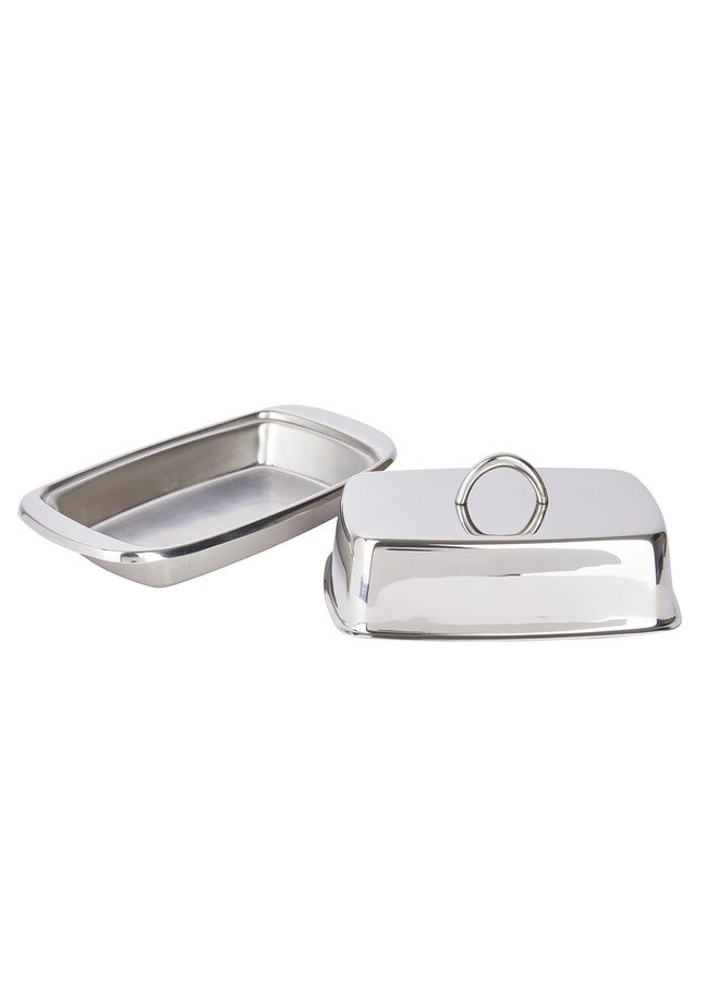 KitchenCraft Butter Dish with Lid, Stainless Steel, Silver 19.5 x 10 x 8 cm - Image 1