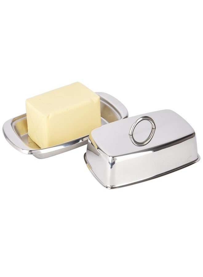 KitchenCraft Butter Dish with Lid, Stainless Steel, Silver 19.5 x 10 x 8 cm - Image 2