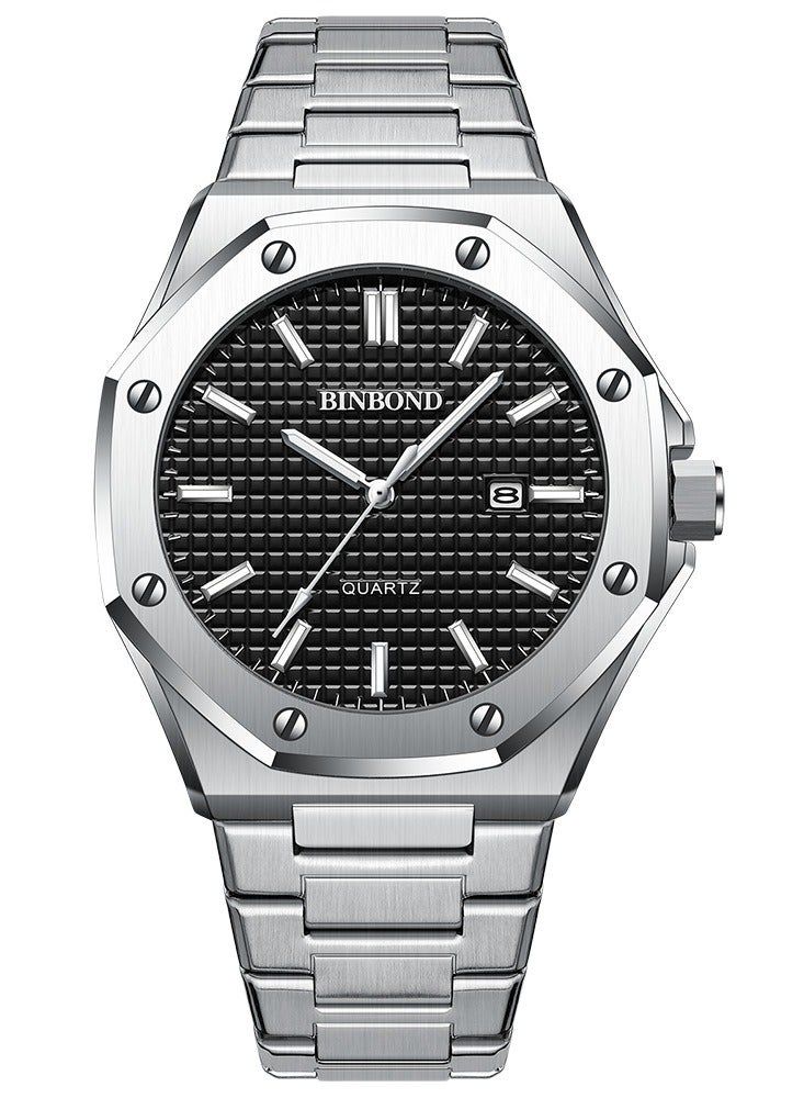 بينبوند ساعات رجالية كوارتز ساعة رجالية مقاومة للماء من الفولاذ المقاوم للصدأ ساعة رجالية كوارتز للأعمال - Image 2