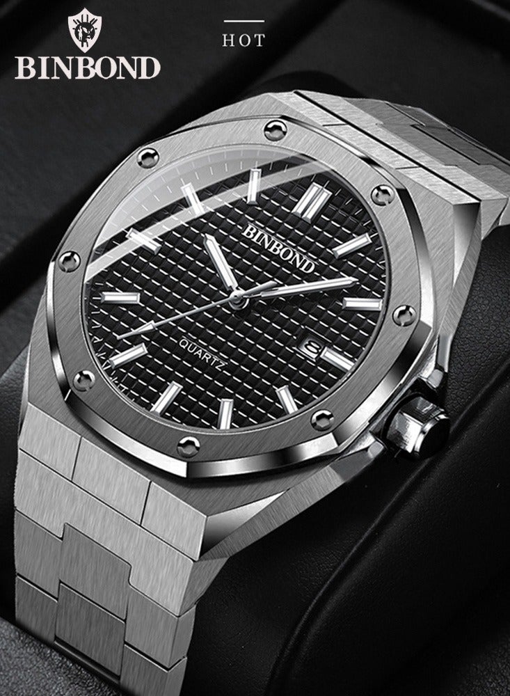 بينبوند ساعات رجالية كوارتز ساعة رجالية مقاومة للماء من الفولاذ المقاوم للصدأ ساعة رجالية كوارتز للأعمال - Image 3