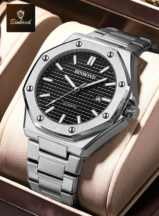 بينبوند ساعات رجالية كوارتز ساعة رجالية مقاومة للماء من الفولاذ المقاوم للصدأ ساعة رجالية كوارتز للأعمال - Image 1
