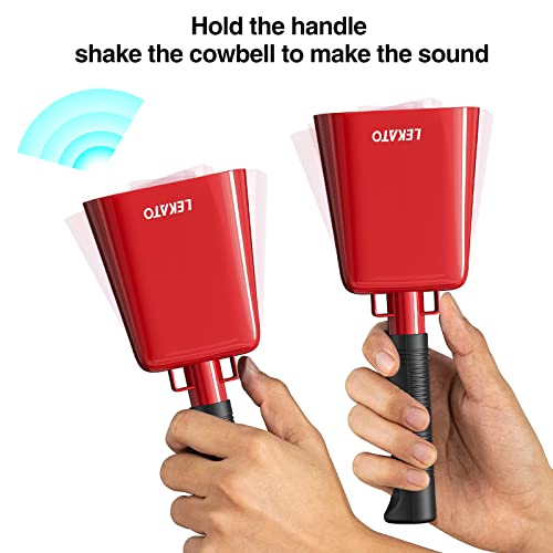 LEKATO 8 Inch Steel Cow Bell 2 Pack, Noise Makers Cowbell with Handle for Sport Events Cheering Hand Bell for Football Games,Party, Concert, Graduations, School, Farm Ranch(Red+Red) - Image 3