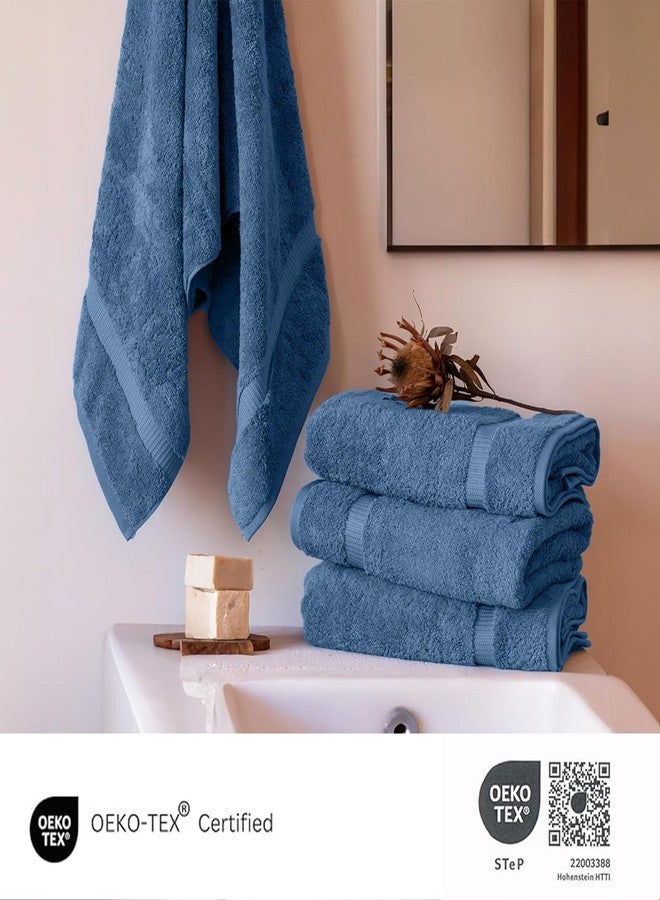 سالباكوس طقم مناشف حمام سالباكوس من القطن التركي 100%، 4 قطع، 27 × 54 بوصة | جودة تراثية | مجموعة الفنادق والمنتجعات الصحية | مناشف حمام فائقة النعومة، فائقة الامتصاص، تدوم طويلاً | صنع في تركيا (أزرق، 4 مناشف حمام) - Image 4