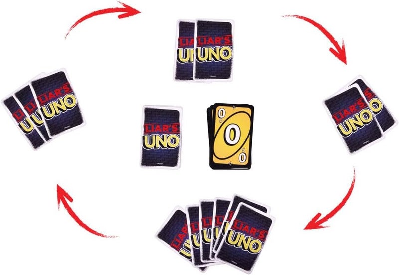 ماتيل جيمز لعبة بطاقات UNO الكاذب من Mattel Games للبالغين والأطفال والعائلات والحفلات وليالي الألعاب، متعة السفر، ضع اللاعبين الآخرين في موقف بالخداع والتضليل، JLH43 - Image 4