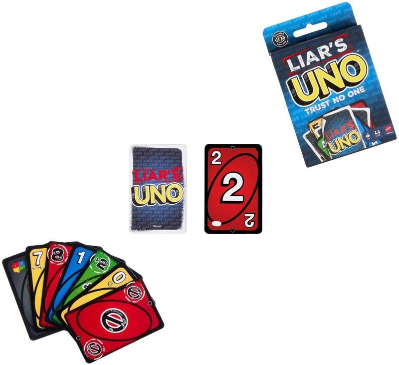 ماتيل جيمز لعبة بطاقات UNO الكاذب من Mattel Games للبالغين والأطفال والعائلات والحفلات وليالي الألعاب، متعة السفر، ضع اللاعبين الآخرين في موقف بالخداع والتضليل، JLH43 - Image 3
