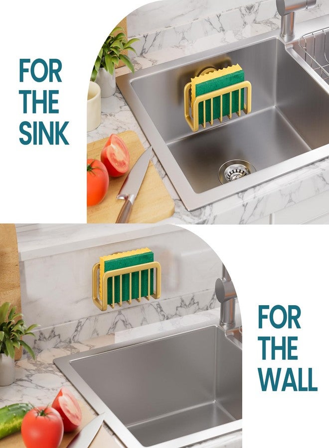 تايلي حامل إسفنج TAILI لحوض المطبخ مع كوب شفط قوي، حامل إسفنج من الألومنيوم المقاوم للصدأ، حامل إسفنج قابل للإزالة، فرشاة أطباق للمكشطة - ذهبي - Image 5