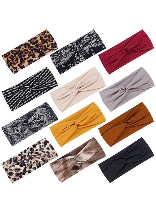 Tyfthui 12 Pack Headbands For Women Elastic Wide Headbands Non Slip Workout Yoga Sport Headbands For Women’S Hair (Color A) - Image 1