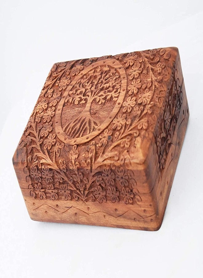 CRAFTCASTLE Handmade Wooden Jewellery Box for Women Jewel Organizer Tree Decor Gift Products,(7X5) Inch - Image 2