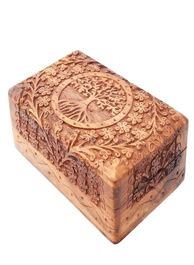 CRAFTCASTLE Handmade Wooden Jewellery Box for Women Jewel Organizer Tree Decor Gift Products,(7X5) Inch - Image 1