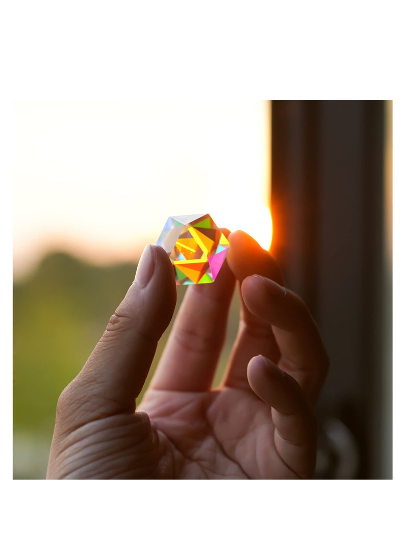 SYOSI Color Crystal Faceted, Optical Prism Beam Splitter Light, Science Education Figurine, Refracting Photography Science Glass Prisms, Beautiful Addition, Gift for Birthday, Valentine's Day - Image 5