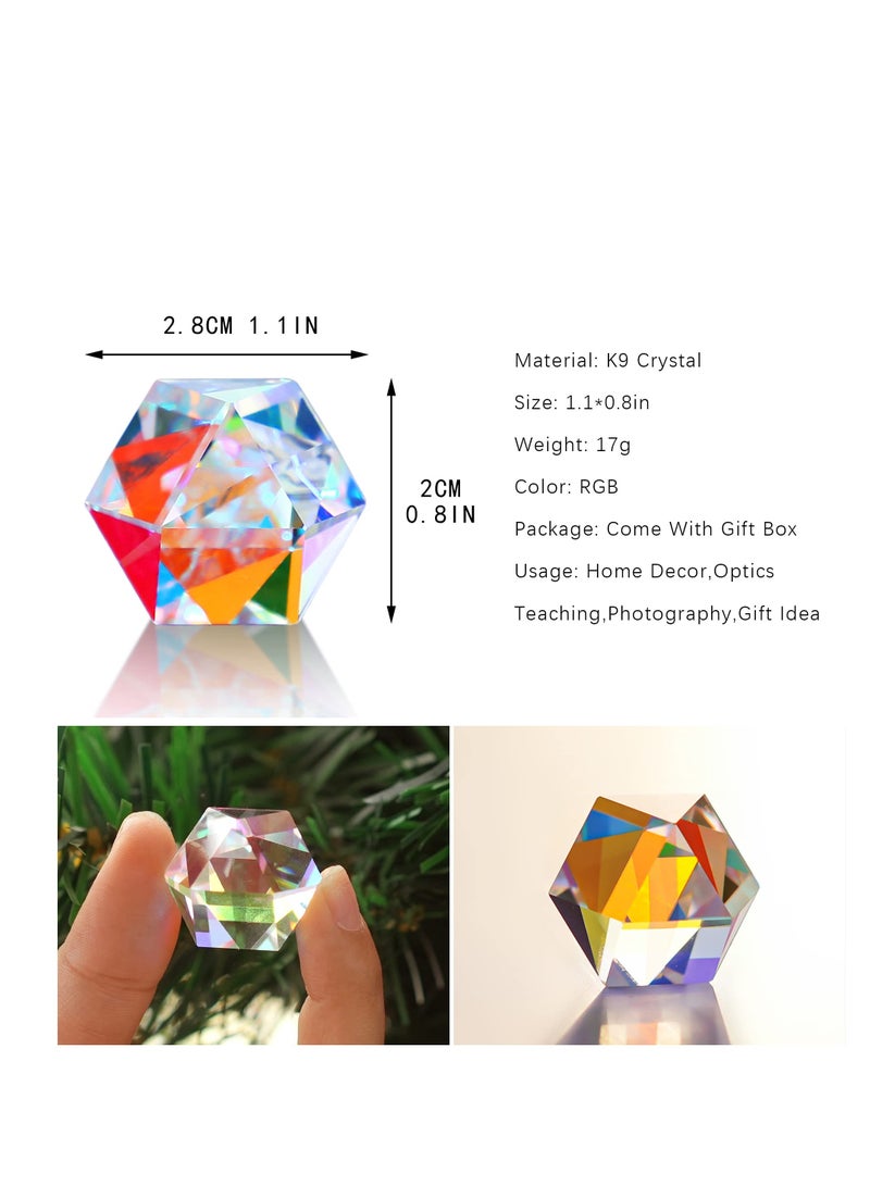 SYOSI Color Crystal Faceted, Optical Prism Beam Splitter Light, Science Education Figurine, Refracting Photography Science Glass Prisms, Beautiful Addition, Gift for Birthday, Valentine's Day - Image 4