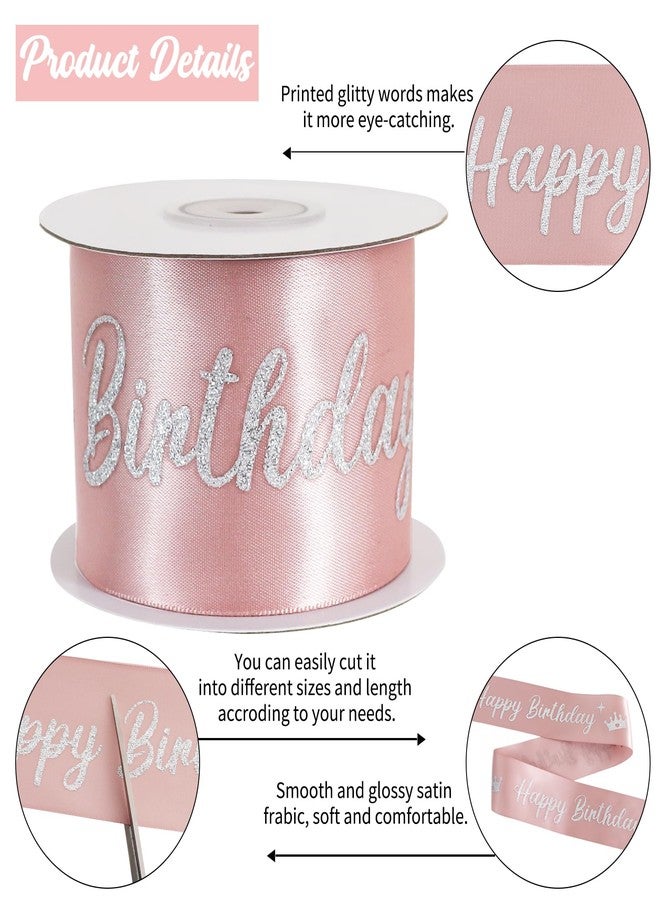 TONIFUL Glitter Happy Birthday Satin Ribbon 2Inch x 10 Yards Wide Rose Gold Ribbon with Printed Happy Birthday for Gift Wrapping,Flower Bouquet,Crafts,Banner Making and Birthday Party Supply - Image 3