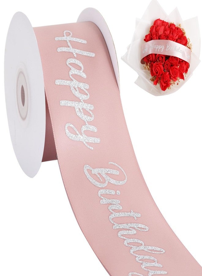 TONIFUL Glitter Happy Birthday Satin Ribbon 2Inch x 10 Yards Wide Rose Gold Ribbon with Printed Happy Birthday for Gift Wrapping,Flower Bouquet,Crafts,Banner Making and Birthday Party Supply - Image 1