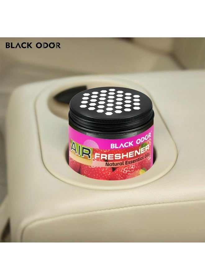 رائحة سوداء جل معطر للجو "Black Odor" برائحة الفراولة (180 جم) - موديل BO-03 - يحتوي على زيوت عطرية طبيعية - مناسب للسيارة والمنزل. - Image 3