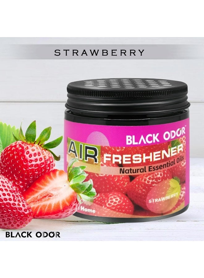 رائحة سوداء جل معطر للجو "Black Odor" برائحة الفراولة (180 جم) - موديل BO-03 - يحتوي على زيوت عطرية طبيعية - مناسب للسيارة والمنزل. - Image 1