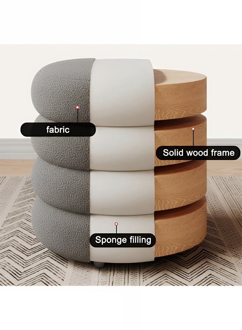 تايمي مقعد زينة من قماش البوكلية – كرسي تسريحة لغرفة النوم وغرفة الملابس، كرسي مكياج لطاولة الزينة مقاس 40×33سم - رمادي - Image 5