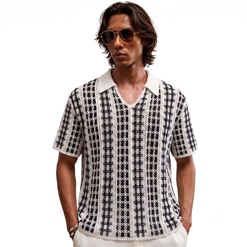 Men's Striped Casual Polo Shirt - Image 5